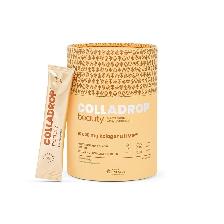Aura-Herbals-Colladrop-Beauty-Kolagen-Rybi-HMG-10000mg-Mango-saszetki-30szt Aura Herbals Colladrop Beauty Kolagen Rybi HMG 10000mg Mango saszetki 30szt