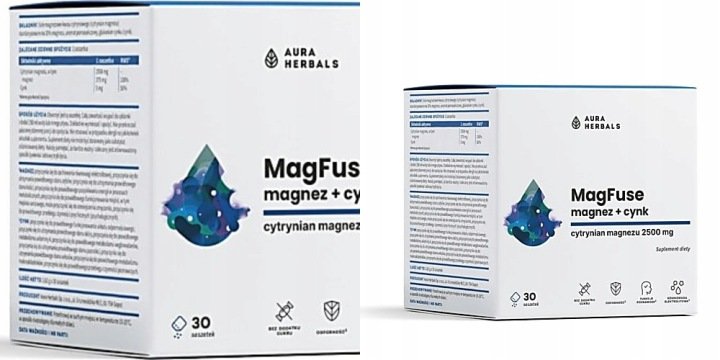 Aura Herbals MagFuse Suplement Magnez+Cynk 30 saszetek