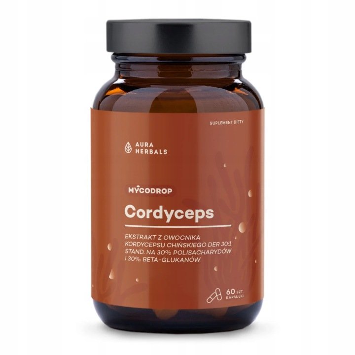Aura Herbals Mycodrop Cordyceps 30:1, 30% beta-glukan 60 kaps.