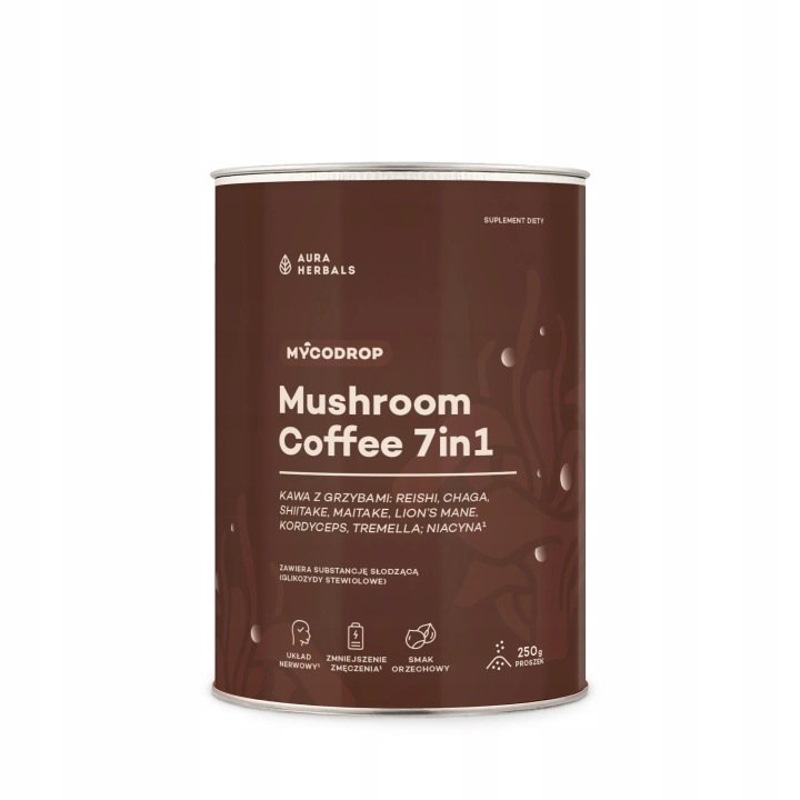 Aura Herbals Mycodrop kawa z grzybami mushroom coffee 7 in 1, proszek 250 g