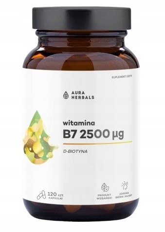 Aura-Herbals-Witamina-B7-2500-g-biotyna-120-kaps Aura Herbals Witamina B7 2500 µg, biotyna, 120 kaps.