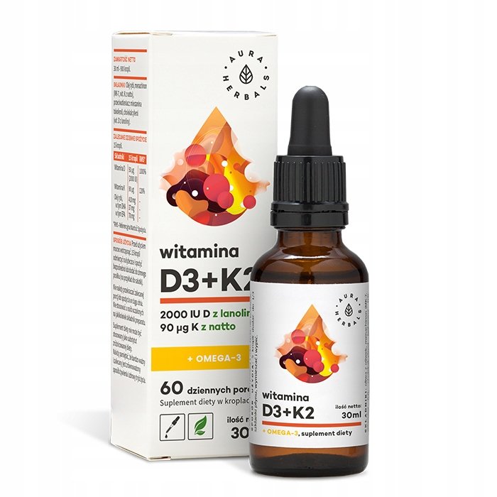 Aura-Herbals-Witamina-D3-2000IU-K2mk7-Omega-3-30-ml-w-kroplach Aura Herbals Witamina D3 2000IU + K2mk7 + Omega-3 30 ml w kroplach