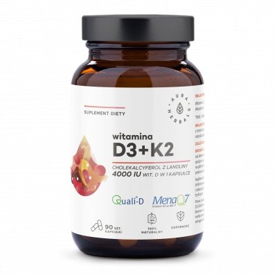 Aura-Herbals-Witamina-D3-4000-IU-K2-90-kapsulek Aura Herbals Witamina D3 4000 IU + K2 90 kapsułek