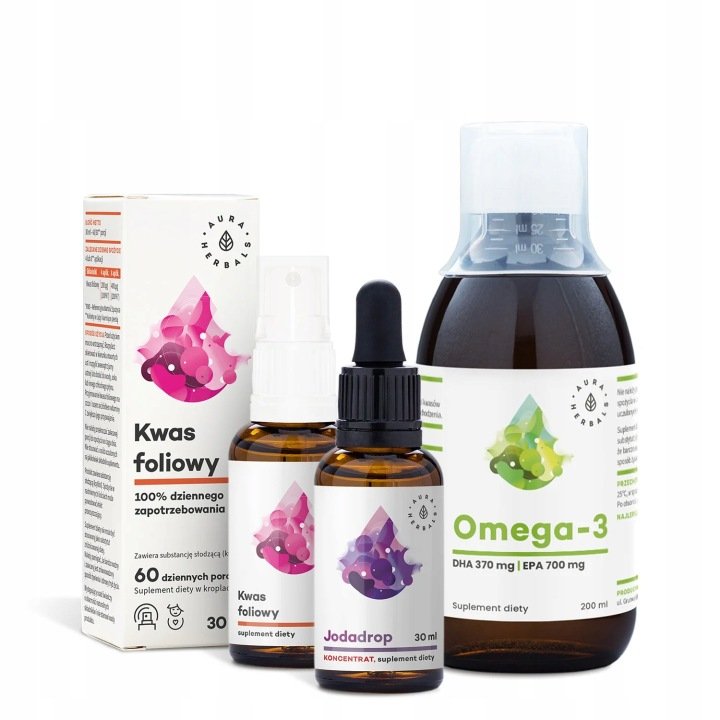 Aura-Herbals-Zestaw-Dla-Mam-Jodadrop-Kwas-foliowy-Witamina-B9-Omega-3 Aura Herbals Zestaw Dla Mam Jodadrop + Kwas foliowy (Witamina B9) + Omega-3