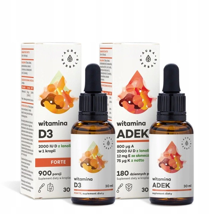 Aura-Herbals-Zestaw-Witamina-ADEK-Witamina-D3-FORTE-2000-IU-Odpornosc Aura Herbals Zestaw Witamina ADEK + Witamina D3 FORTE (2000 IU), Odporność