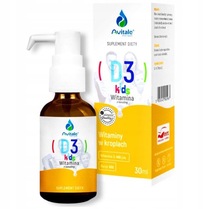 Avitale Witamina D3 z lanoliny 30ml krople dla dzieci Aliness Odporność