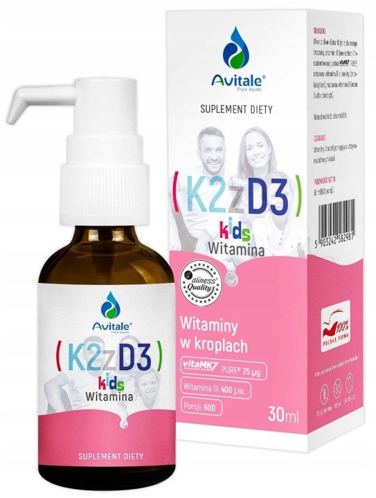 Avitale Witamina K2 + D3 KIDS (Vita MK7) 25 ug + D3 400 IU Olive 30 ml