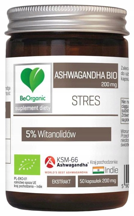 BEORGANIC Ashwagandha KSM-66 5% BIO Withania Somnifera 200 mg 50 kaps.