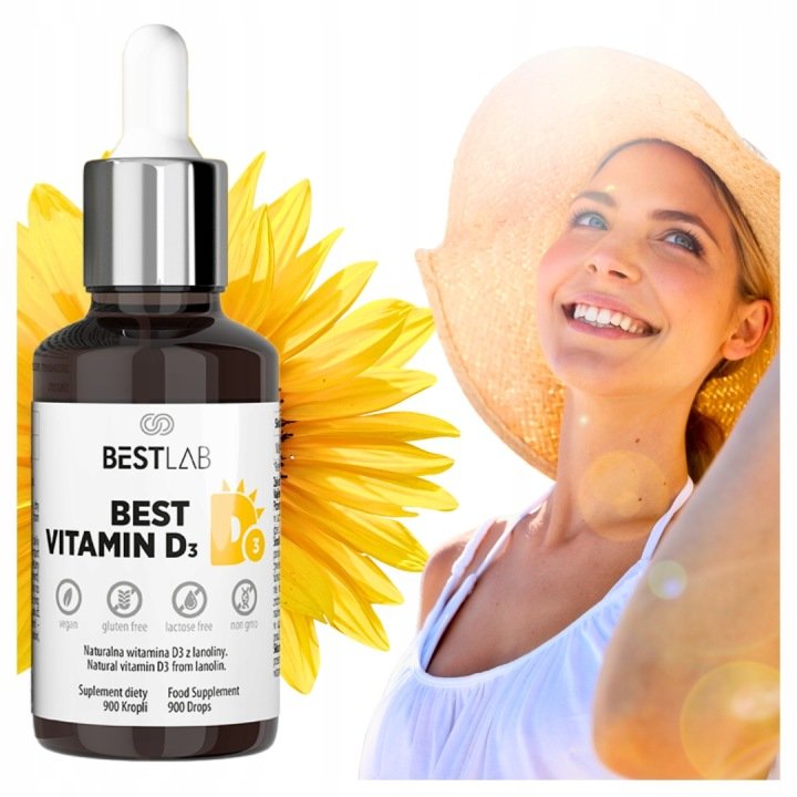BEST LAB BEST VITAMIN D3 1000 WITAMINA D3 KOŚCI ODPORNOŚĆ 30ML / 900 Kropli