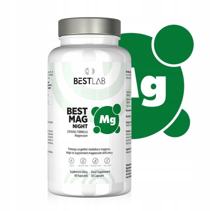 BESTLAB BestMagNight Jabłczan Magnezu MIĘŚNIE SKURCZE NERWY na NOC