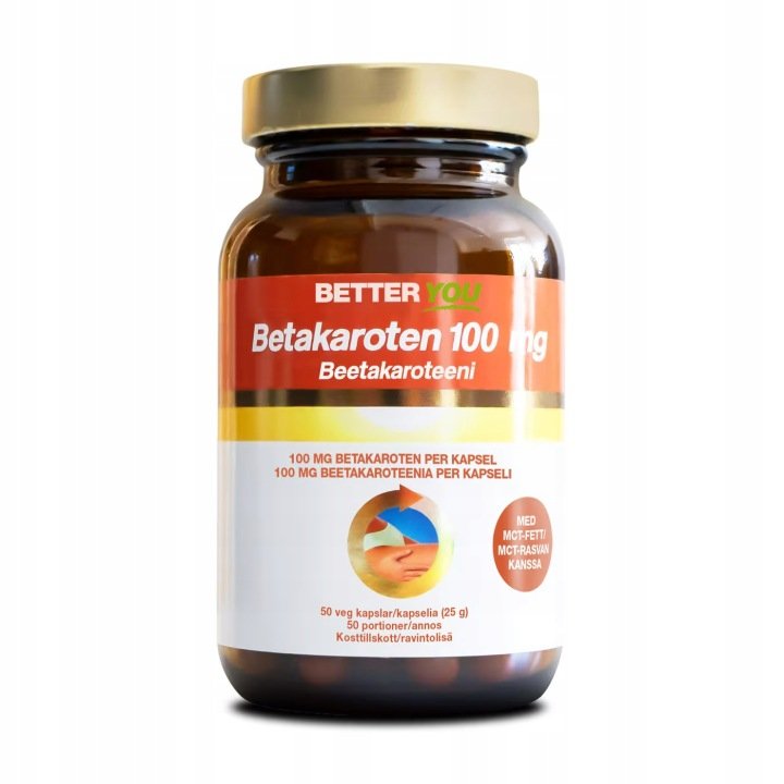 BETA-KAROTEN skóra, opalanie, wegan 100 mg/50 kaps BETTER YOU Szwecja