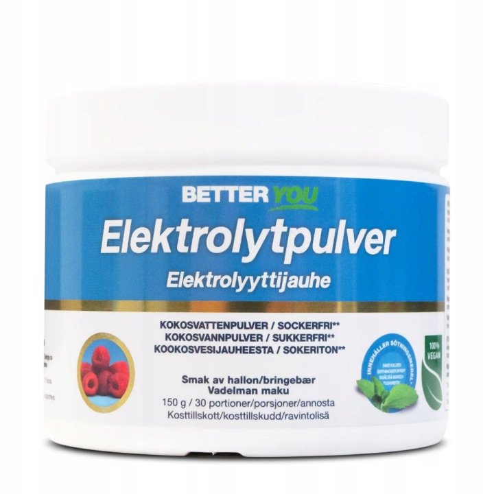 BETTER YOU Elektrolity w proszku bez cukru 150 g Malinowy