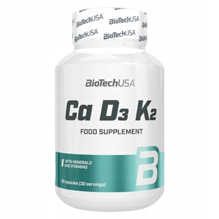 BIOTECH-CA-D3-K2-90-kaps-WAPN-FOSFOR-WITAMINY-D-K-NA-KOSCI-ZEBY-STAWY BIOTECH CA D3 K2 90 kaps WAPŃ FOSFOR WITAMINY D K NA KOŚCI ZĘBY STAWY