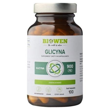BIOWEN AMINOKWAS GLICYNA 900mg NATURAL DOBRY SEN REGENERACJA STRES 100 HPMC