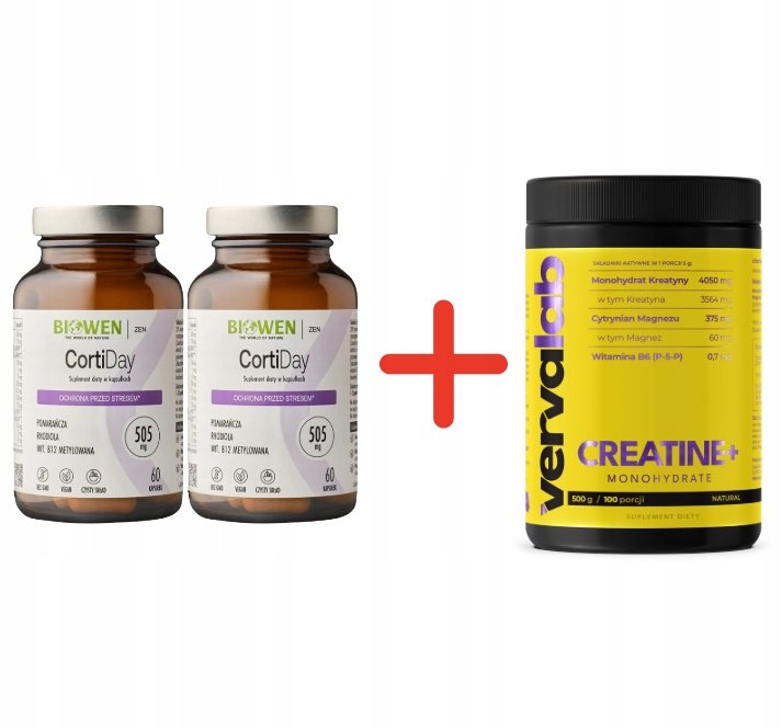 BIOWEN CORTIDAY 60 kaps (24.10.26r)+ GRATIS VERVALAB CREATINE+ MONOHYDRATE