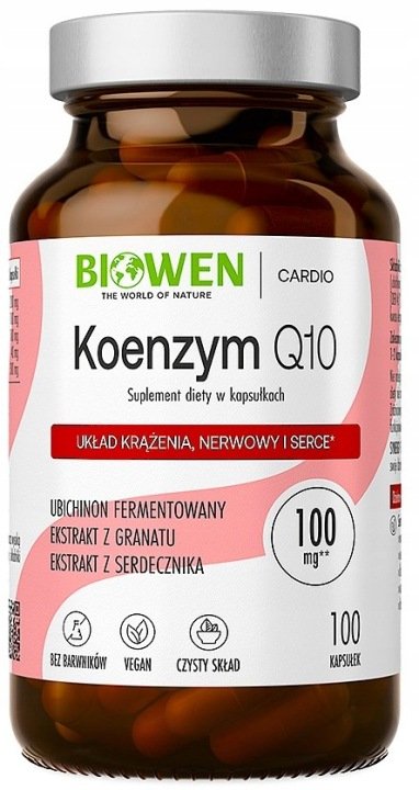 BIOWEN Koenzym Q10 100 mg 100 kaps Serdecznik Granat ZDROWE SERCE Energia
