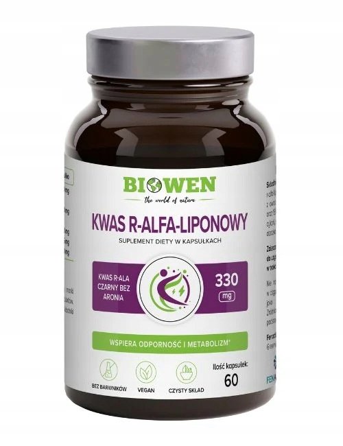 BIOWEN Kwas R-Alfa-Liponowy -60 kapsułek, czysty skład, z inuliną z cykorii