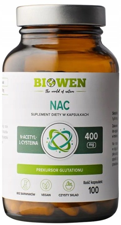 BIOWEN-NAC-400-mg-N-ACETYLO-L-CYSTEINA-odpornosc-100-kapsulek BIOWEN NAC 400 mg N-ACETYLO L-CYSTEINA odporność 100 kapsułek
