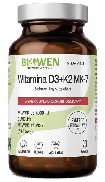 BIOWEN-Witamina-D3-4000-K2-Mk7-ODPORNOSC-Kosci-Zeby-ZDROWE-SERCE BIOWEN Witamina D3 4000 + K2 Mk7 ODPORNOŚĆ Kości Zęby ZDROWE SERCE