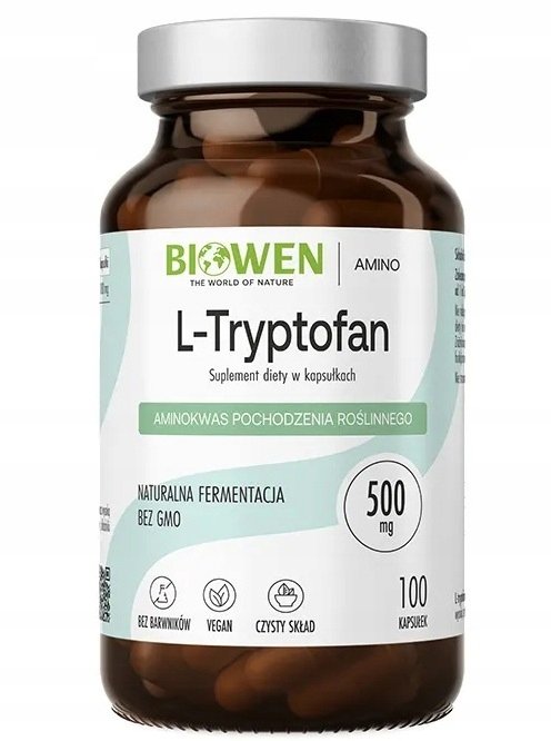 BIOWEN aminowkas L-TRYPTOFAN 500mg, 100 wegańskich kaps. bez GMO