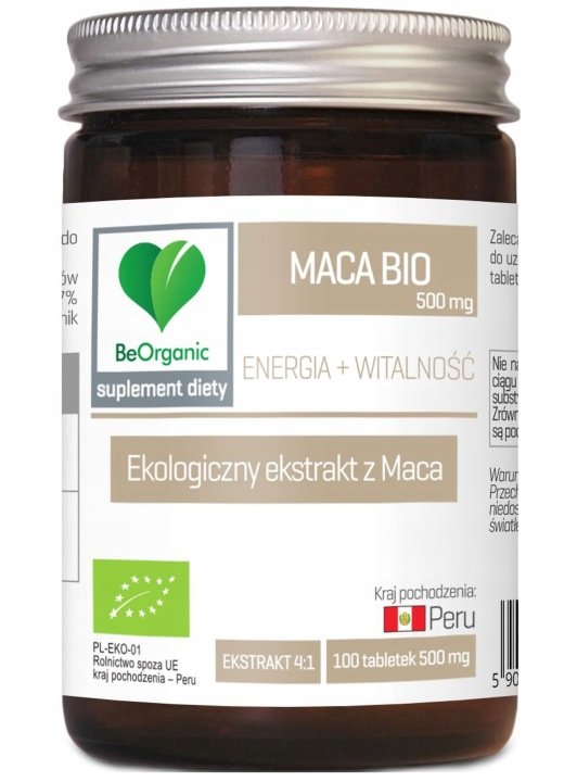 BeOrganic MACA BIO tabletki 100 szt. Term. ważności 09.2026