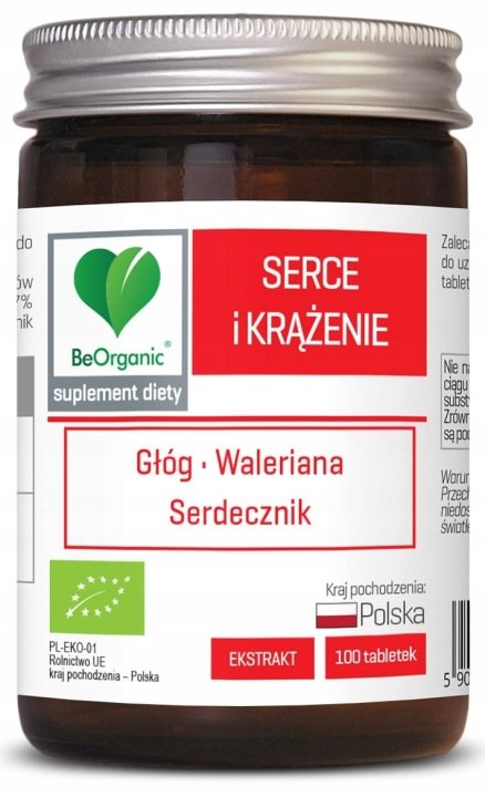 BeOrganic SERCE I KRĄŻENIE BIO 500 mg - głóg, waleriana, serdecznik