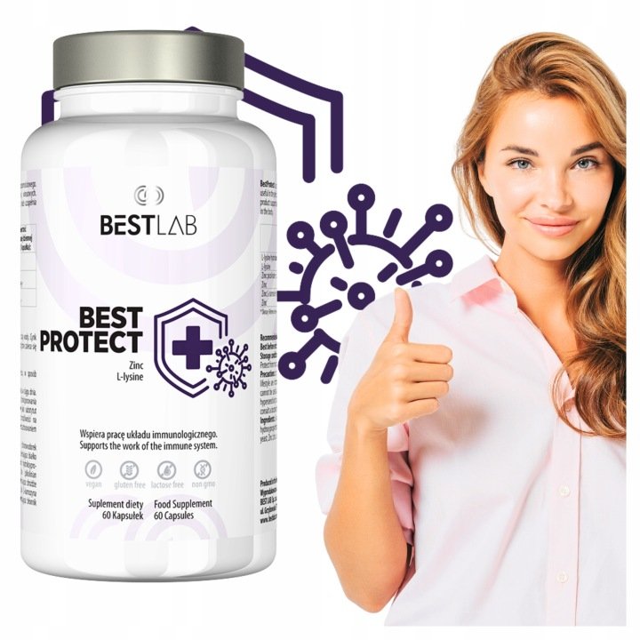 Best Lab Best Protect BestLab - Lizyna Cynk Wsparcie Odporności 60 Kapsułek