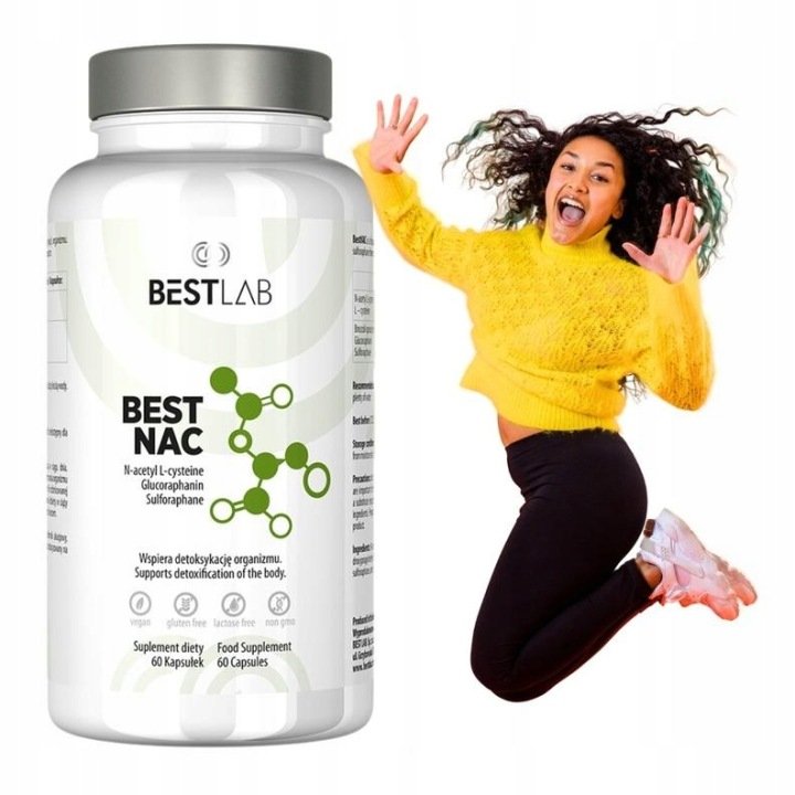 BestNAC BEST LAB N-acetylo L-cysteina NAC Sulforafan Detoks 60 kaps BestLab