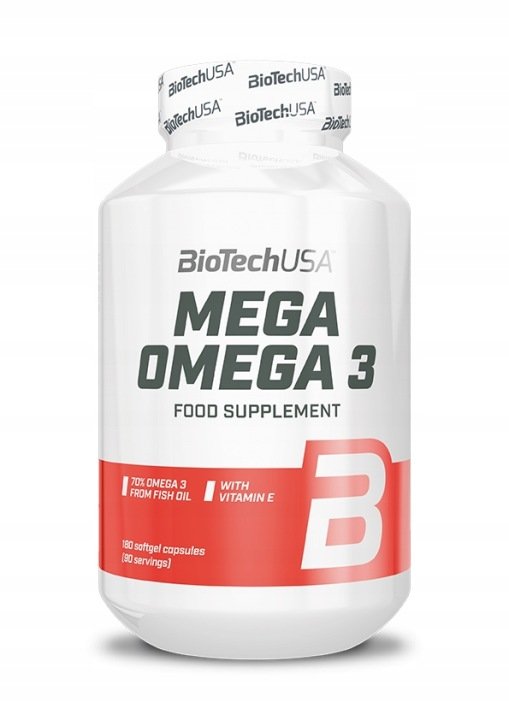 BioTechUSA Mega Omega-3 180 caps. Kwasy Omega 3 Odporność Zdrowie Olej Rybi