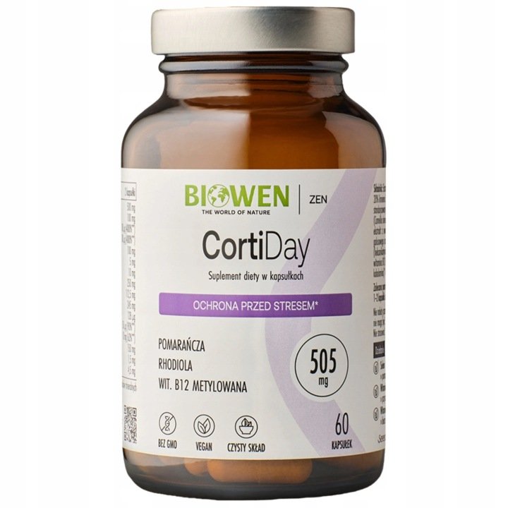 Biowen CortiDay 60 kapsułek STRES Nerwy RELAKS ENERGIA Rhodiola KRÓTKA DATA