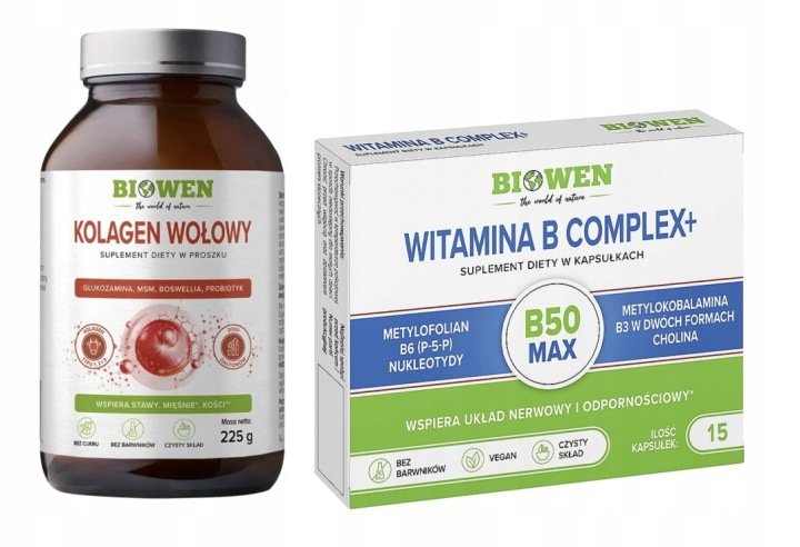 Biowen KOLAGEN WOŁOWY Glukozamina MSM Probiotyk BOSWELLIA