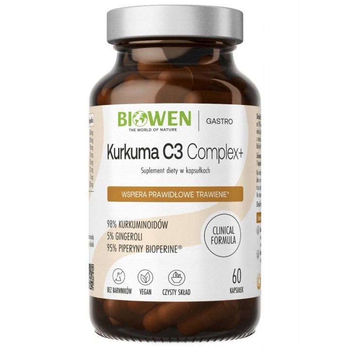 Biowen KURKUMA C3 Complex + PIPERYNA Imbir Kurkuminoidy WĄTROBA Krążenie