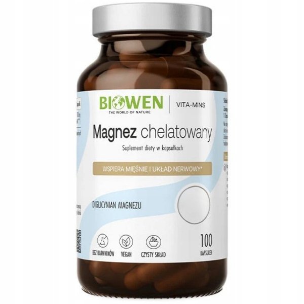 Biowen-MAGNEZ-CHELATOWANY-850-mg-Diglicynian-100-kaps-SKURCZE-Miesnie-SERCE Biowen MAGNEZ CHELATOWANY 850 mg Diglicynian 100 kaps SKURCZE Mięśnie SERCE