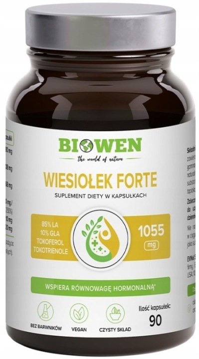 Biowen-Wiesiolek-Forte-90-kaps-Kwasy-tluszczowe-Skora-Bole-menstruacyjne Biowen Wiesiołek Forte 90 kaps. Kwasy tłuszczowe Skóra Bóle menstruacyjne