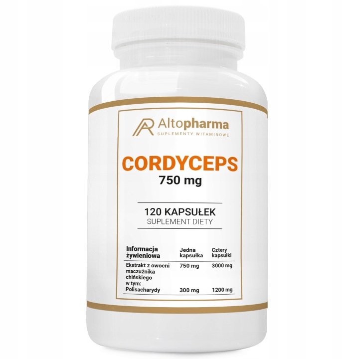CORDYCEPS 750 mg Maczużnik Chiński 40% Polisacharydów Witalność 120 kap
