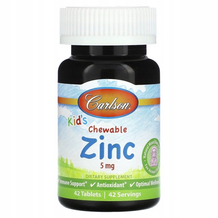 Carlson-Kid-s-Chewable-Zinc-naturalne-owoce-jagodowe-5-mg-42-tabletki Carlson, Kid's Chewable Zinc, naturalne owoce jagodowe, 5 mg, 42 tabletki