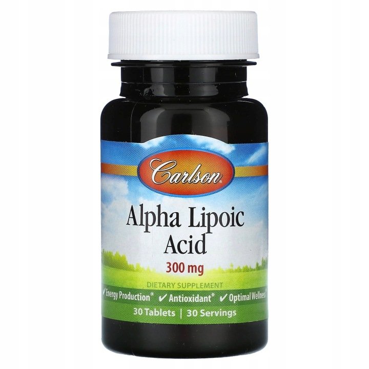 Carlson-Kwas-alfa-liponowy-300-mg-30-tabletek Carlson, Kwas alfa-liponowy, 300 mg, 30 tabletek