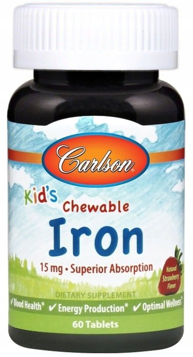 Carlson-Labs-Kid-s-Zelazo-Truskawka-15mg-60-zelek Carlson Labs Kid's Żelazo Truskawka 15mg 60 żelek