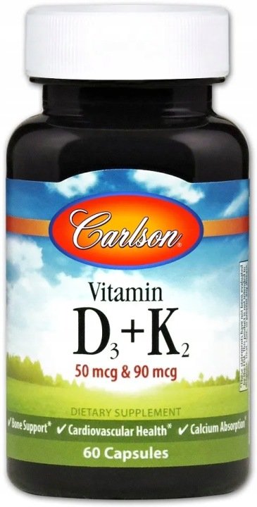 Carlson-Labs-Witamina-D3-K2-60-kapsulek Carlson Labs Witamina D3 + K2 60 kapsułek