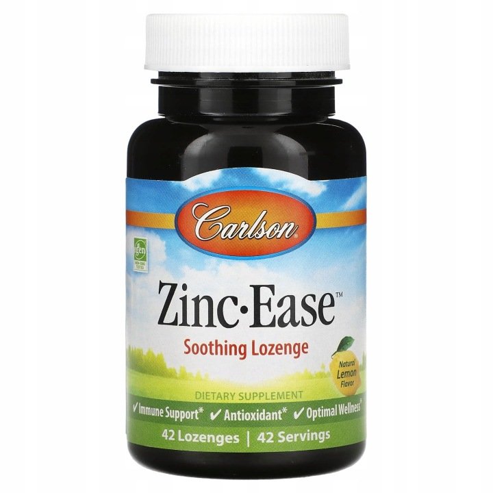 Carlson-Pastylki-lagodzace-Zinc-Ease-naturalna-cytryna-42-pastylki Carlson, Pastylki łagodzące Zinc-Ease, naturalna cytryna, 42 pastylki