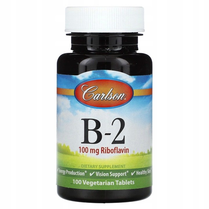 Carlson-Vitamin-B-2-100-mg-100-Vegetarian-Tablets Carlson, Vitamin B-2, 100 mg, 100 Vegetarian Tablets