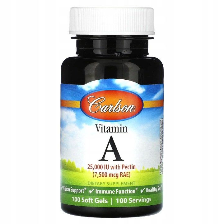 Carlson-Witamina-A-7500-g-RAE-25000-j-m-100-kapsulek-miekkich Carlson, Witamina A, 7500 µg RAE (25000 j.m.), 100 kapsułek miękkich
