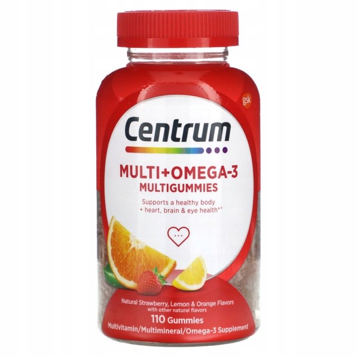Centrum-Zelki-Multi-Omega-3-naturalna-truskawka-cytryna-i-pomarancza Centrum, Żelki Multi + Omega-3, naturalna truskawka, cytryna i pomarańcza,