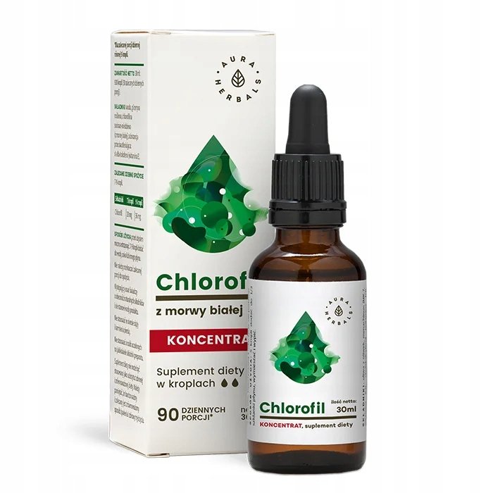 Chlorofil-z-morwy-bialej-koncentrat-krople-30-ml-Aura-Herbals Chlorofil z morwy białej, koncentrat, krople 30 ml Aura Herbals