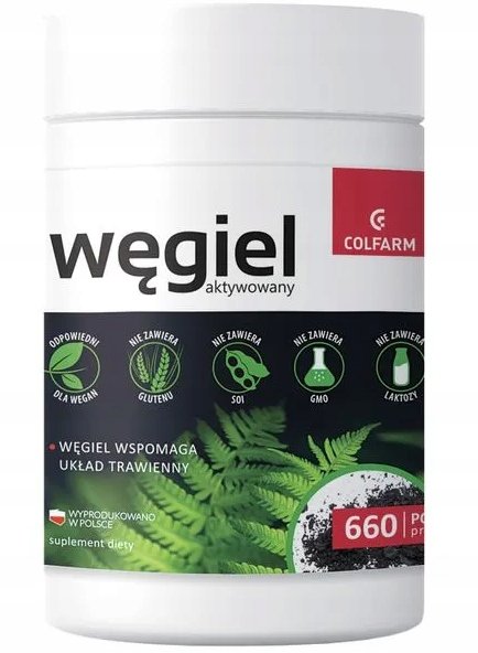 Colfarm Węgiel Aktywowany proszek 100g, Data przydatności: 30.04.2027 r.