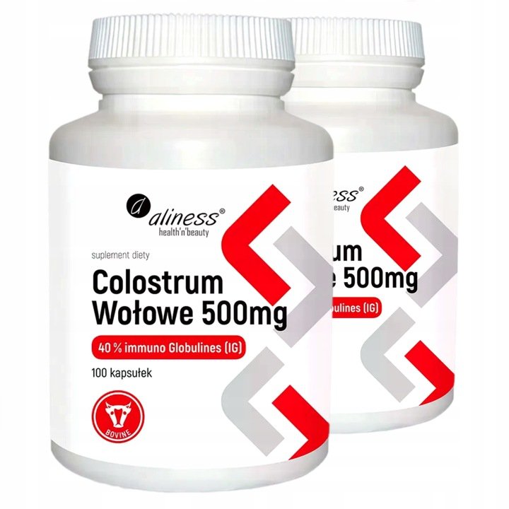Colostrum Wołowe kolostrum siara 500 mg Odporność 100 kapsułek ALINESS