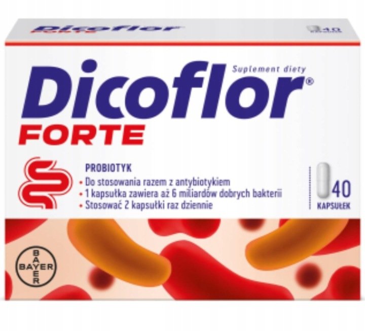 DICOFLOR FORTE probiotyk na układ pokarmowy Bayer 40 kapsułek