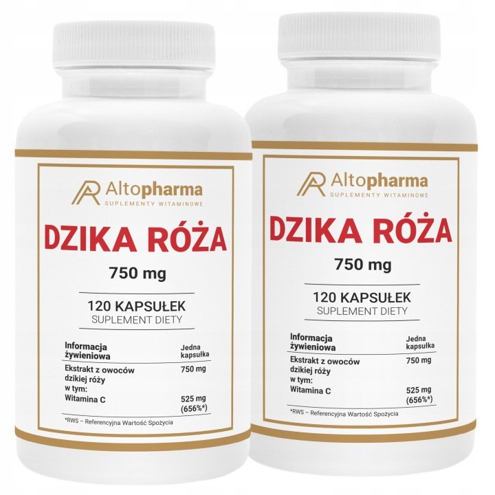 DZIKA RÓŻA 750 mg Witamina C Odporność Karotenoidy Skóra Ciśnienie 240 kap