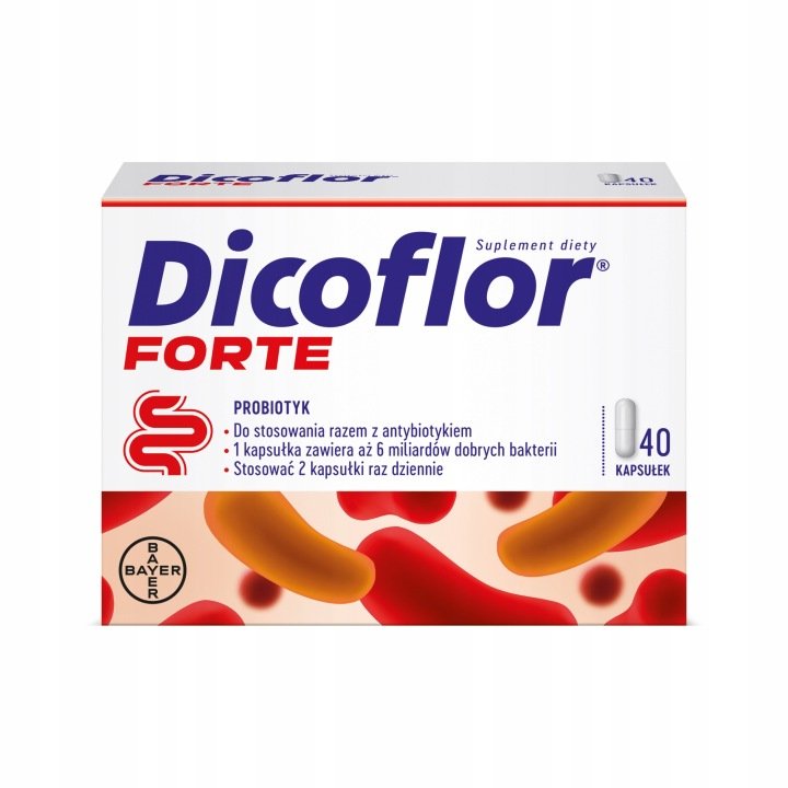 Dicoflor Forte prawidłowe funkcjonowanie przewodu pokarmowego 40 kapsułek