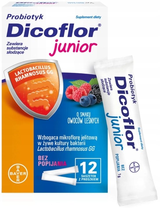 Dicoflor Junior 12 saszetek Probiotyk Dla Dzieci Owoce Leśne